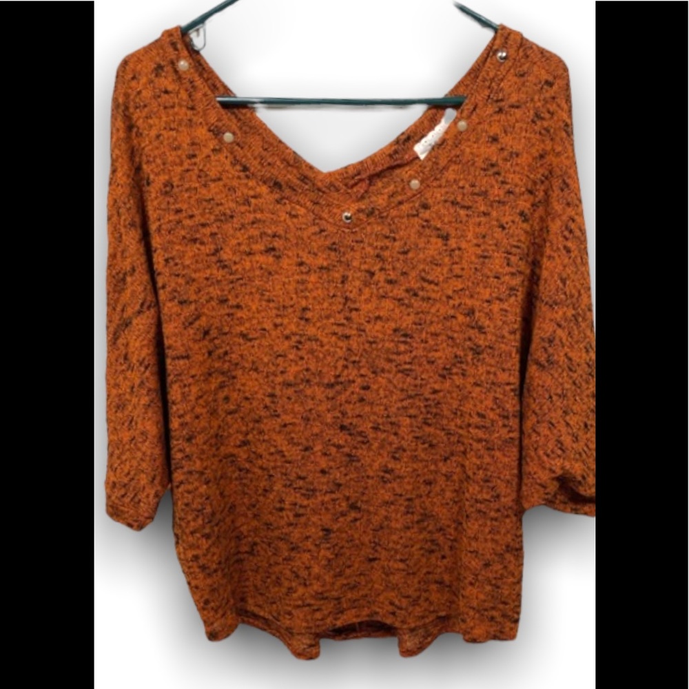 perch by BLU PEPPER Women's Sweater size 1X, Orange Cropped.